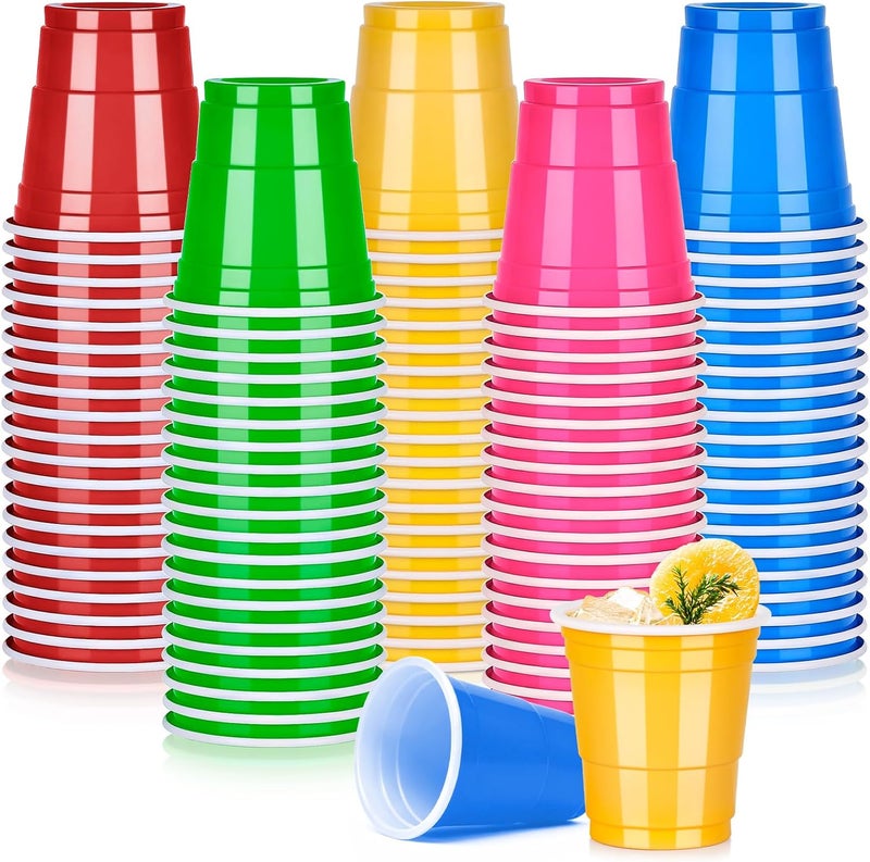 Pineburg 100 Pack 2oz Plastic Shot Cups, Mini Disposable Shot Glasses, Colorful Plastic Shot Glasses for Parties Valentine's Day Carnival Birthday Weddings Party Supplies(Colord) - Image 1